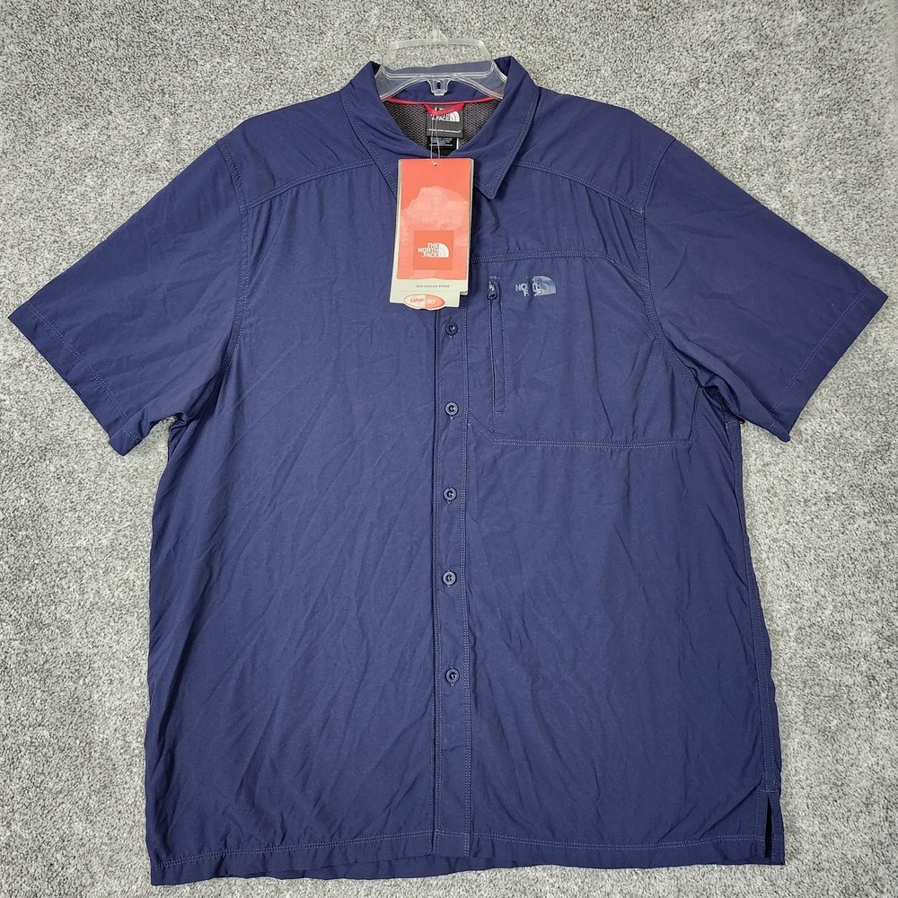 The North Face Shirt Mens XL Blue Short Sleeve Boulder Donner UPF 30 Outdoor